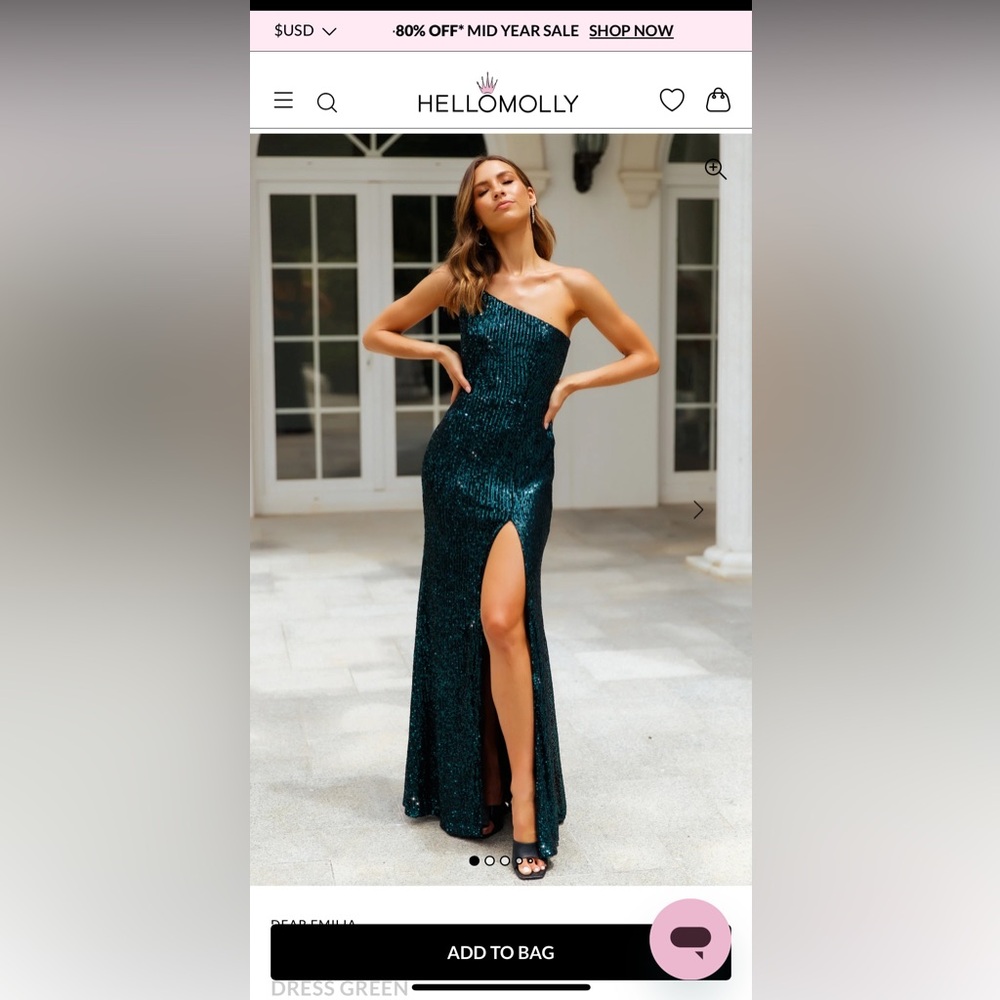 NWT DEAR EMILIA A NEW GLOW SEQUIN MAXI DRESS GREEN